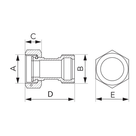 Półśrubunek prosty z uszczelnieniem płaskim, nakrętno-wkrętny  1x1